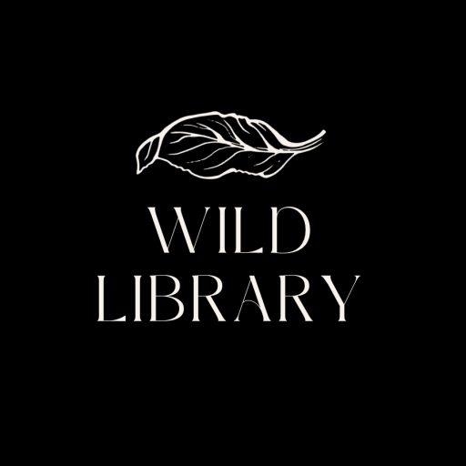 Text reads Wild Library with outline of leaf
